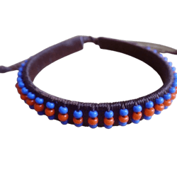 Armband Massej, blå-orange glaspärlor, justerbart