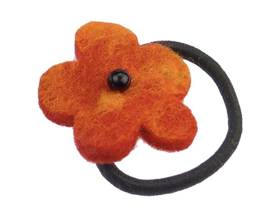 Hårsnodd, hårgummi Blomma med pärla, tovad