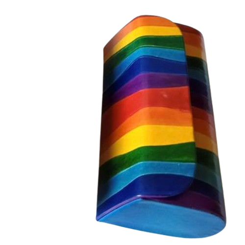 Stabilt etui, fodral för glasögon med regnbågsmönster i Shantiteknik. Rymligt. Fair Trade Indien.