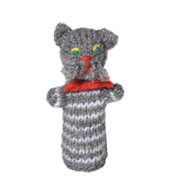 Fingerdocka, Randig katt, handstickad