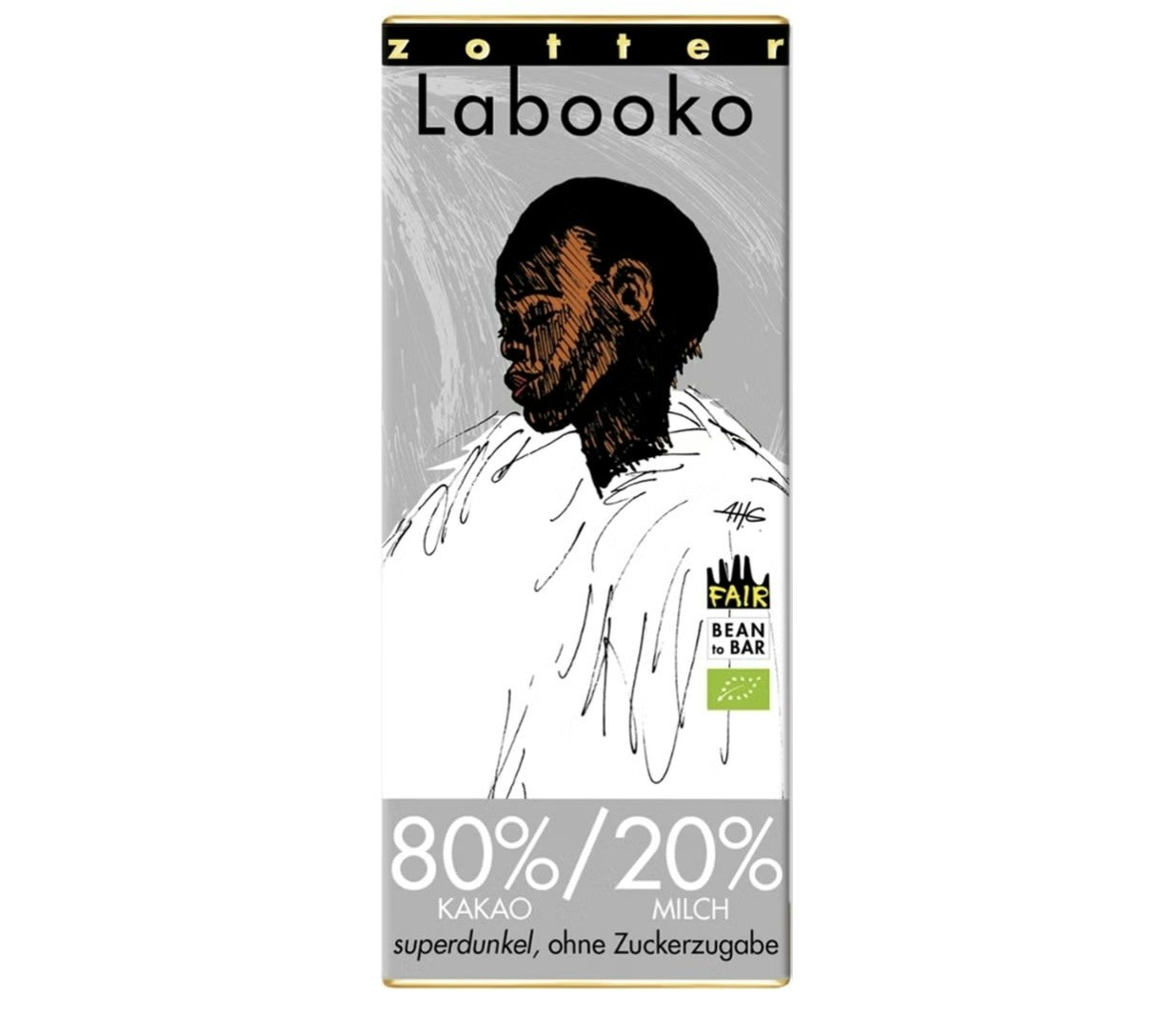 Zotter Labooko, 2 chokladkakor, 80% kakao och 20% mjölk, sockerfri, ekologisk, Fair Trade.