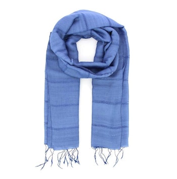 Sjal, scarf, bomull/siden, Blå