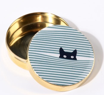 Nipperask med lock, Katt, mässing