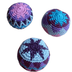 3 styck virkade, mjuka antistress, jongleringsbollar