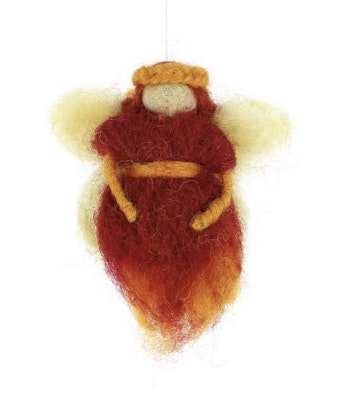 Liten god fe, ängel, maskot, tovad, höstfärg