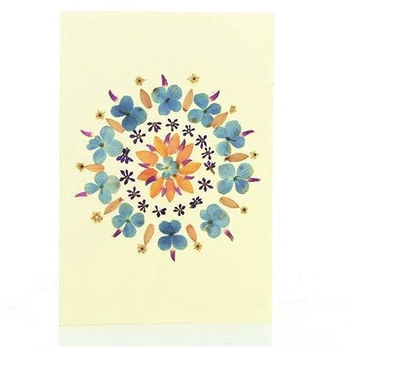 Brevkort Dansande violer, med kuvert, torkade blommor, Fair Trade, El Salvador