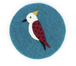 Underlägg Fågel, turkos, runt, tovat