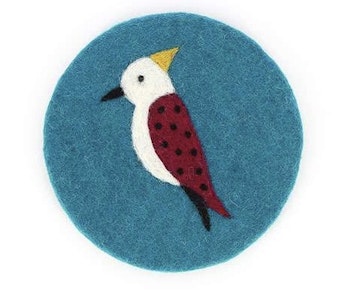 Underlägg Fågel, turkos, runt, tovat