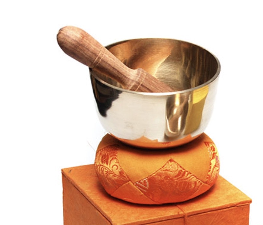 Liten tibetansk klangskål, Nepal. Med ringkudda och presentkartong. Fair Trade.