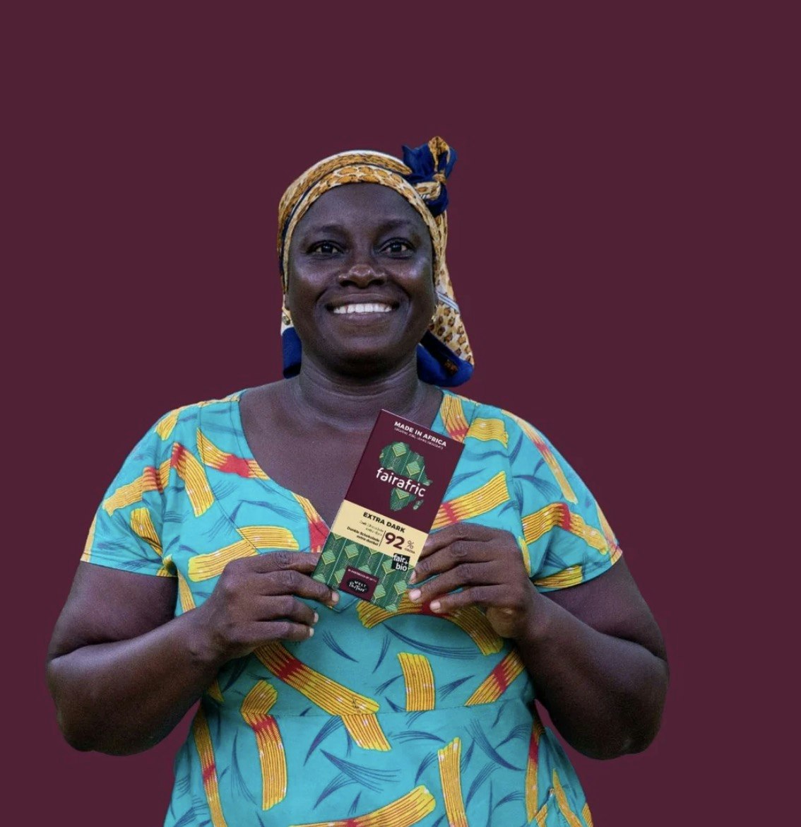 Fairafric mörk choklad, 92 % extra dark. I made your chocolate. Ghana, Fair Trade.