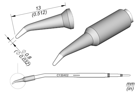 Conical Bent Cartridge Ø 0.8