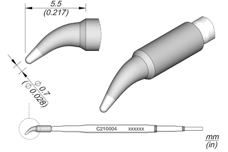 Conical Bent Cartridge Ø 0.7