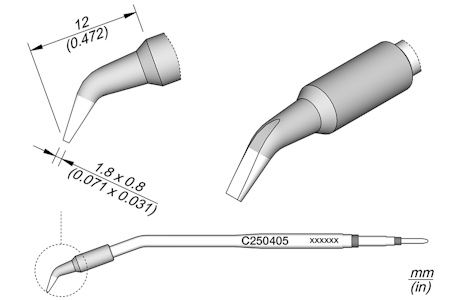 Chisel Bent Cartridge 1.8 x 0.8