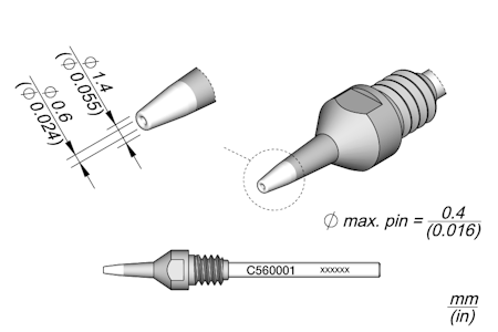 Through-hole Desoldering Tip Ø 0.6
