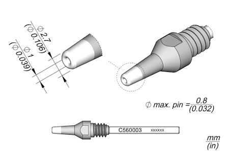 Through-hole Desoldering Tip Ø 1