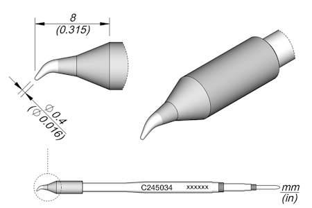 Conical Bent Cartridge Ø 0.4