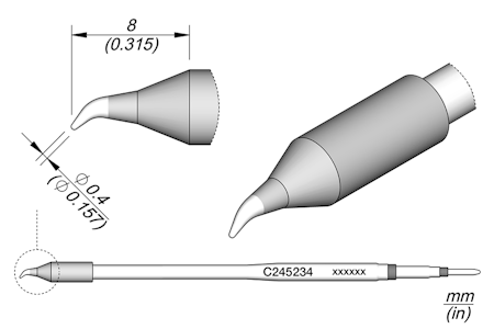 Conical Bent Cartridge Ø 0.4 L