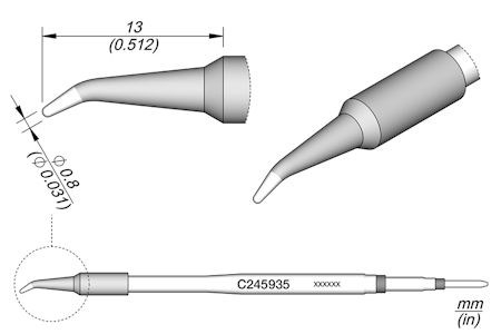 Conical Bent Cartridge Ø 0.8