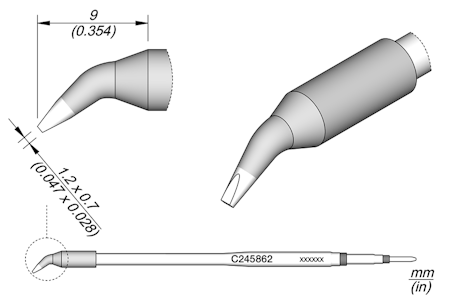 Chisel Bent Cartridge 1.2 x 0.7 L