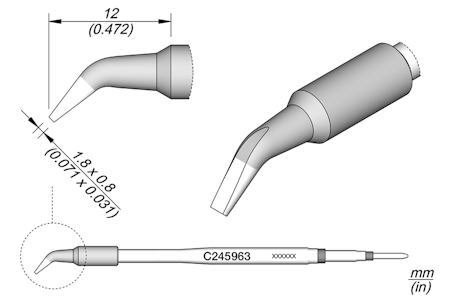 Chisel Bent Cartridge 1.8 x 0.8