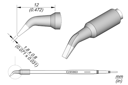 Chisel Bent Cartridge 1.8 x 0.8 L