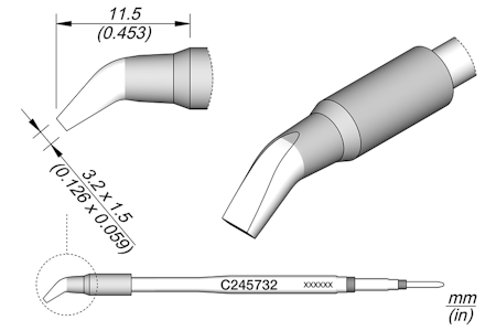 Chisel Bent Cartridge 3.2 x 1.5