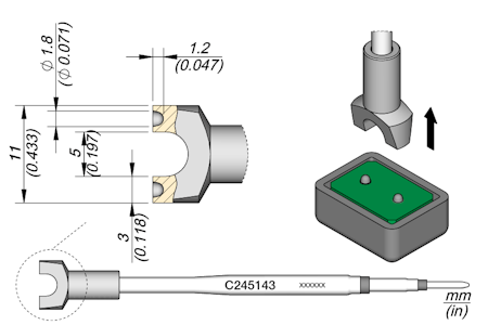 Double Heat Staking Cartridge Ø 1.8