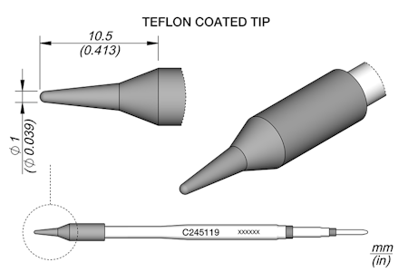 Teflon Thermal Hole Punch for Plastic Cartridge Ø 1