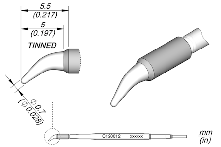 Conical Bent Cartridge Ø 0.7