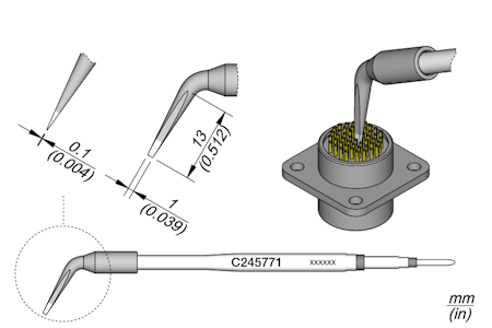 Narrow Chisel Bent Cartridge 1 x 0.1