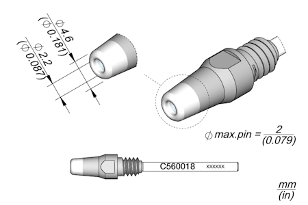 Through-hole Desoldering Tip Ø 2.2