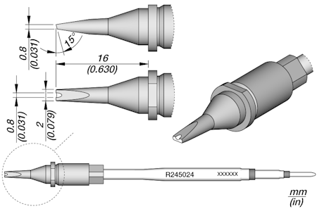 Grooved Chisel Cartridge 2 x 0.8