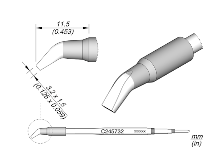 Chisel Bent Cartridge 3.2 x 1.5
