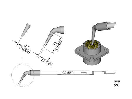 Narrow Chisel Bent Cartridge 1 x 0.1