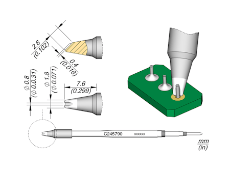Barrel Cable Tip 0.8mm