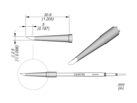 Extended Bevel Tip 2.5mm