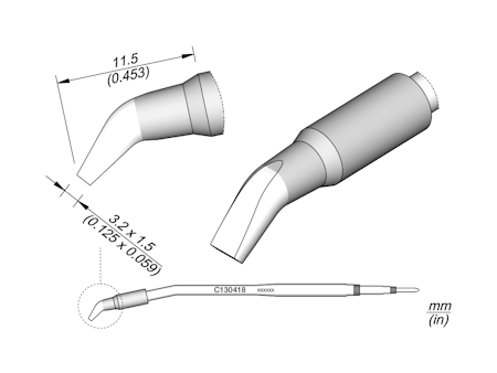Chisel Bent Cartridge 3.2 x 1.5