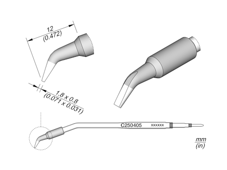 Chisel Bent Cartridge 1.8 x 0.8