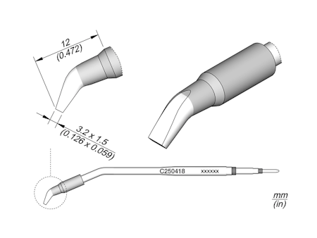 Chisel Bent Cartridge 3.2 x 1.5