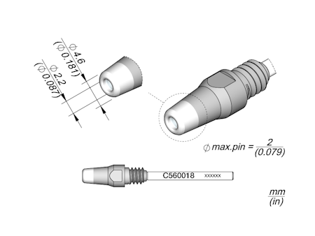 Through-hole Desoldering Tip Ø 2.2