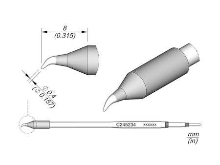 Conical Bent Cartridge Ø 0.4 L