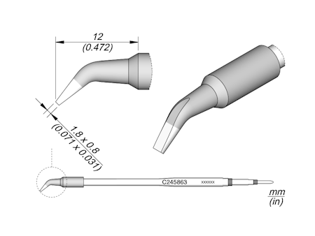 Chisel Bent Cartridge 1.8 x 0.8 L