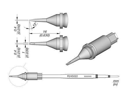 Grooved Chisel Cartridge 1 x 0.4