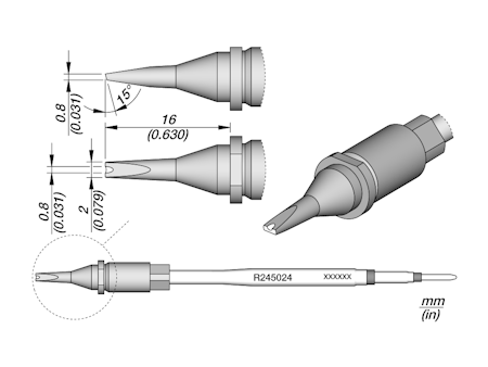 Grooved Chisel Cartridge 2 x 0.8