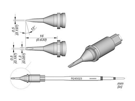 Grooved Chisel Cartridge 1.3 x 0.5