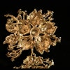 Brosch, guldfärgad metall med strass. Art 09.