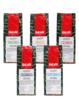 Prøvepakke med Italcaffè Single Origin kaffe 5 x 250g