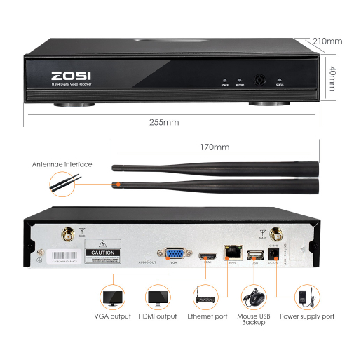 ZOSI Övervakningspaket 4st trådlösa IP-kameror 960P Vattentäta