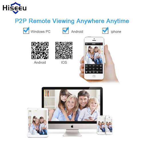 HISEEU Komplett Övervakningssystem 8st trådlösa IP-kameror IP66