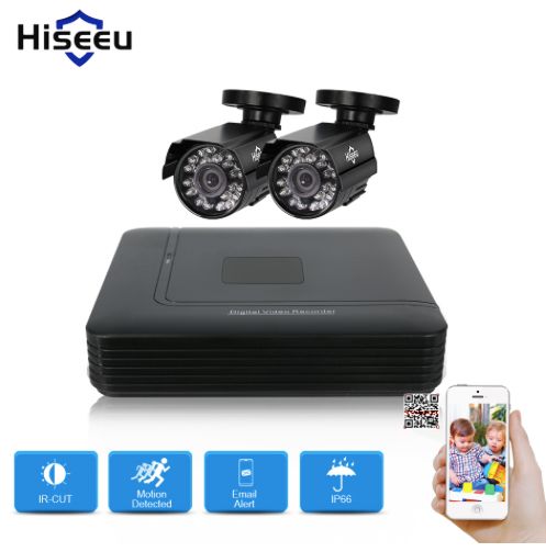 HISEEU övervakningssystem 2st kameror 720P IP 66, 1080P DVR